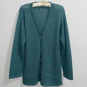 “Vintage” woven/crochet Nana’s cardigan Sweater.